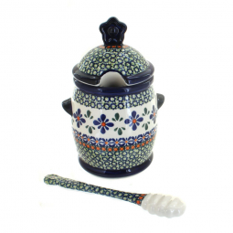 Mosaic Flower Honey Pot and Dipper